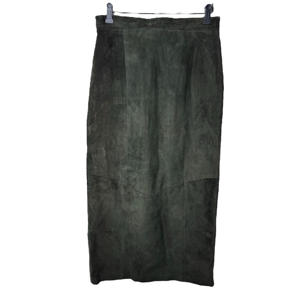 Danier Green Suede Leather Maxi Skirt Size 12